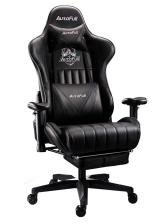 cdkoffers.com, AutoFull Gaming Chair Black PU Leather Footrest Racing Style Computer Chair, Headrest E-Sports Swivel Chair, AF070DPUJ Advanced