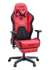 cdkoffers.com, AutoFull Gaming Chair Red and Black PU Leather Footrest Racing Style Computer Chair, Headrest E-Sports Swivel Chair, AF083RPJA