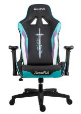 cdkoffers.com, AutoFull Gaming Chair Cyan PU Leather Racing Style Computer Chair, Lumbar Support E-Sports Swivel Chair, AF076JPU