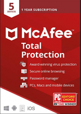 Official Mcafee Total Protection 5 Devices 1 Year Global