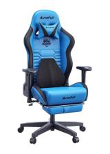 cdkoffers.com, AutoFull Gaming Chair Blue and Black PU Leather Footrest Racing Style Computer Chair Headrest E-Sports Swivel Chair AF083UPJA